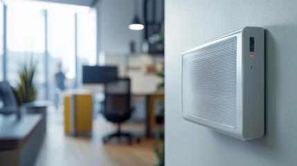 Modern Electric Wall Heater in a Stylish Office