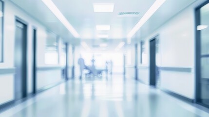 Hospital Corridor with Blurred Figures