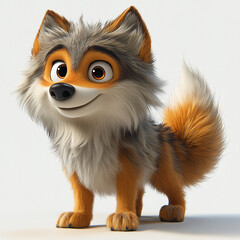 Obraz premium Cute 3D Wolf Animated Character Illustration
