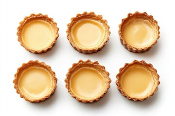 Empty tartlets (tarts, tart shells) isolated on the white background 