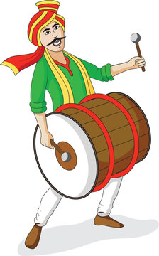 People playing dhol tasha in Indian festival