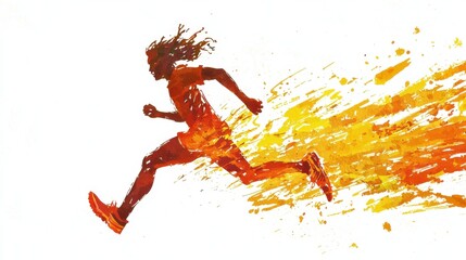 Dynamic illustration of a runner in motion, capturing energy and speed with vibrant colors that convey athleticism and vitality.