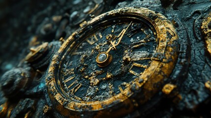Obraz premium Ancient Clock: Time's Passage in Decay
