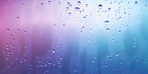 Raindrops on a Glass Window with Water Droplets and Clean Surface