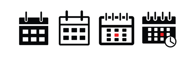 Calendar Icon collection. Set of calendar symbols. Date time month planner organizer symbol vector illustration. Time management .Appointment schedule flat icon 