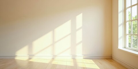 Sunlight Illuminating an Empty Room with Hardwood Floors and a Window
