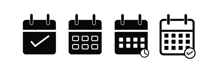 Calendar icons set. Set of calendar symbols. Time management icon. Date time month planner organizer symbol vector illustration design.