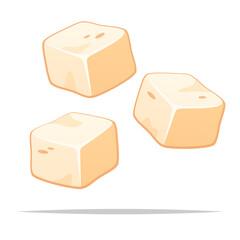 Sliced tofu pieces vector isolated illustration