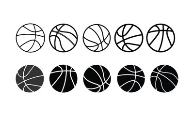  Basketball icon set in flat and line style. Basket ball symbol, Basketball logo , icon. vector illustration.