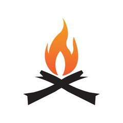 Hipster vintage bonfire logo design. Logo for camping, adventure wildlife, campfire.