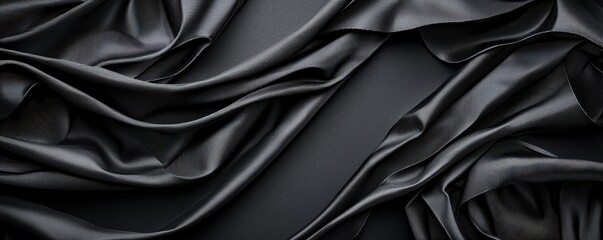 Obraz premium Smooth black paper layers with flowing lines and subtle gradients elegant abstract texture for modern branding projects