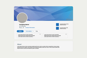 Linkedin banner mockup, blue abstract cover profile mockup presentation template