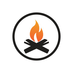 Hipster vintage bonfire logo design. Logo for camping, adventure wildlife, campfire.