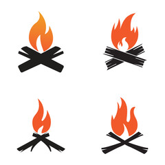 Hipster vintage bonfire set logo design. Logo for camping  adventure wildlife  campfire.