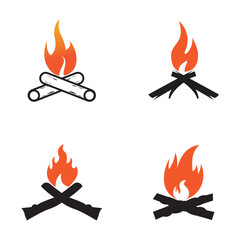 Hipster vintage bonfire set logo design. Logo for camping  adventure wildlife  campfire.