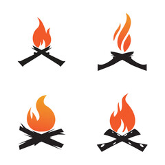 Hipster vintage bonfire set logo design. Logo for camping  adventure wildlife  campfire.