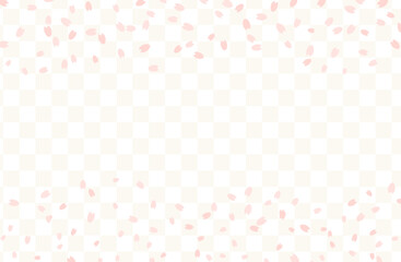 桜の花びらと和柄のフレームベクターイラスト素材 市松模様 ピンク 金色 シンプル かわいい 春