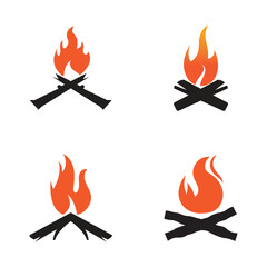 Hipster vintage bonfire set logo design. Logo for camping  adventure wildlife  campfire.