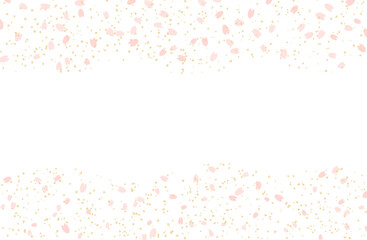 桜吹雪と金箔のフレームベクターイラスト素材 シンプル かわいい 花びら さくら サクラ パステル