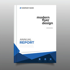 Modern business blue annual report cover template flyer design