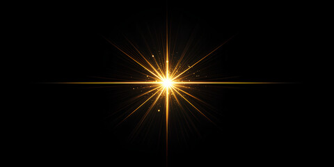 a glowing sun with a star burst and the sun shining on a black background