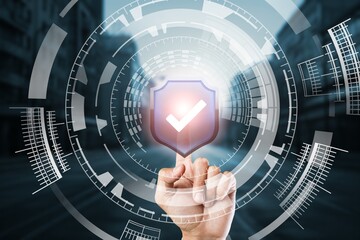 Cyber security network for data protection,  financial business concept.
