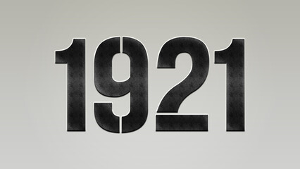3D Bold metal number 1921 on silver background.