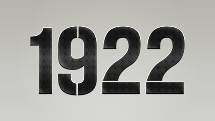 3D Bold metal number 1922 on silver background.