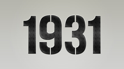 3D Bold metal number 1931 on silver background.