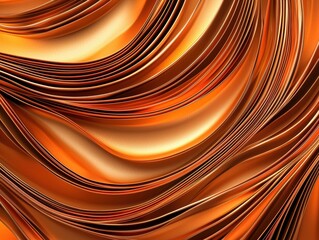 Smooth copper-toned curved paper folds minimalist backdrop luxury concept for branding