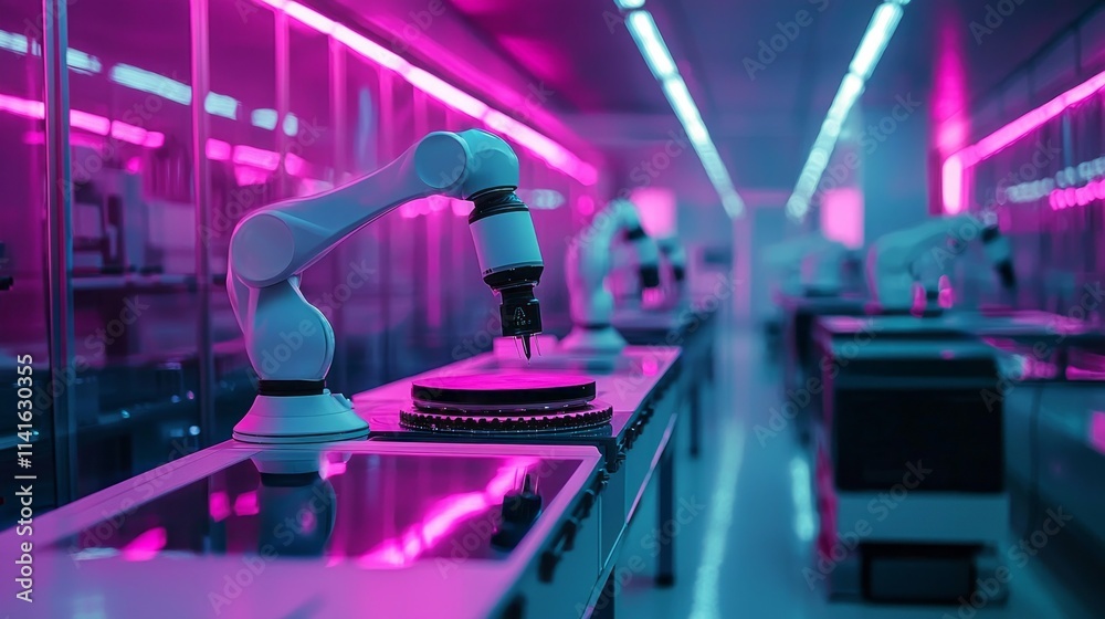 Poster A robot is in a lab with a microscope