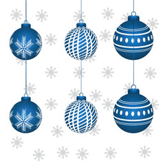 Christmas Balls with Snowflakes on a Festive Background