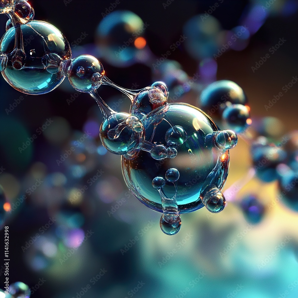 Sticker microscopic molecular structure: an abstract 3d rendering