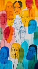 Obraz premium abstract colorful faces drawn with overlapping