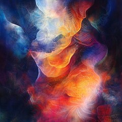 Mesmerizing Cosmic Inferno   Fiery Swirling Abstract Composition of Radiant Light and Fluid Plasma