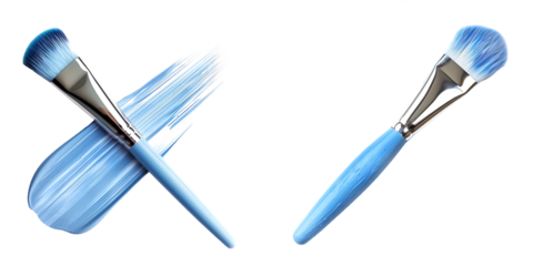 light blue brush isolated on a white background. Generative AI.