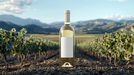Fototapeta premium a bottle of wine sitting in a field