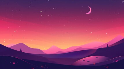 Obraz premium Night pink sky purple galactic background