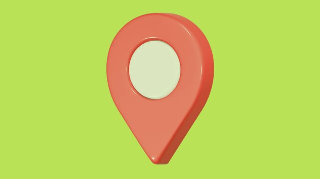 pin location icon 3d motion graphic in green screen