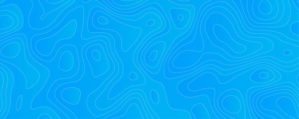 Abstract Black white and sky blue vector topographic map background. Lines Topographic contour lines vector map seamless pattern. thin curved wavy lines topology on a blue color background.