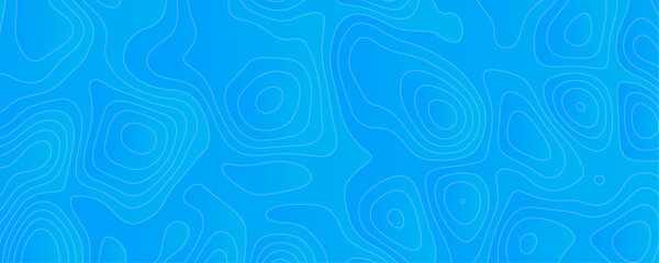 Abstract Black white and sky blue vector topographic map background. Lines Topographic contour lines vector map seamless pattern. thin curved wavy lines topology on a blue color background.