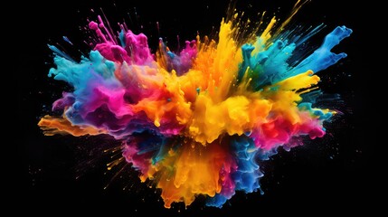 Vibrant Colorful Ink Explosion Abstract Art, Paint Splash