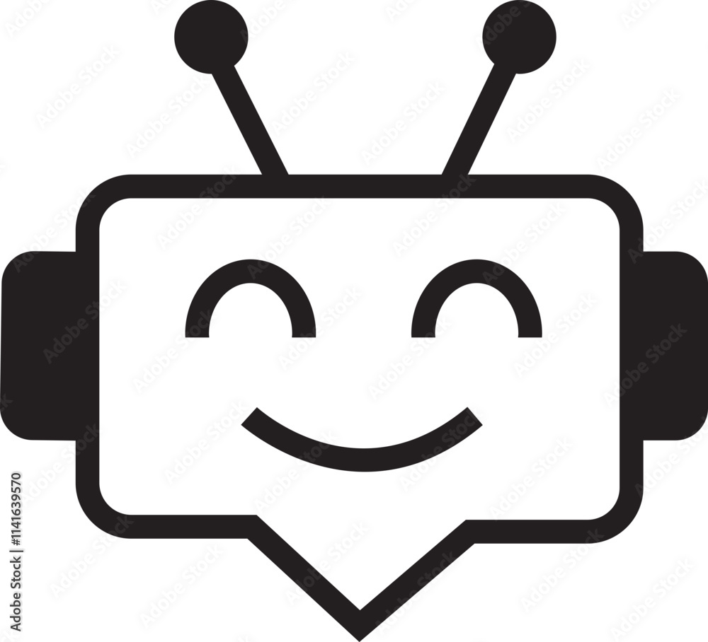 Poster chatbot icon. robot assistant sign. assistant ai message service illustration. robot head in speech 