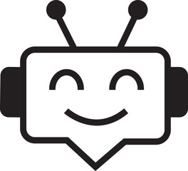 Chatbot icon. Robot assistant sign. Assistant ai message service illustration. Robot head in speech bubble. Online customer support service bot logo for web design isolated on transparent background.