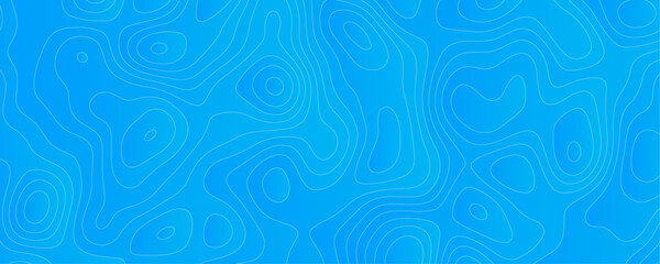 Abstract Black white and sky blue vector topographic map background. Lines Topographic contour lines vector map seamless pattern. thin curved wavy lines topology on a blue color background.