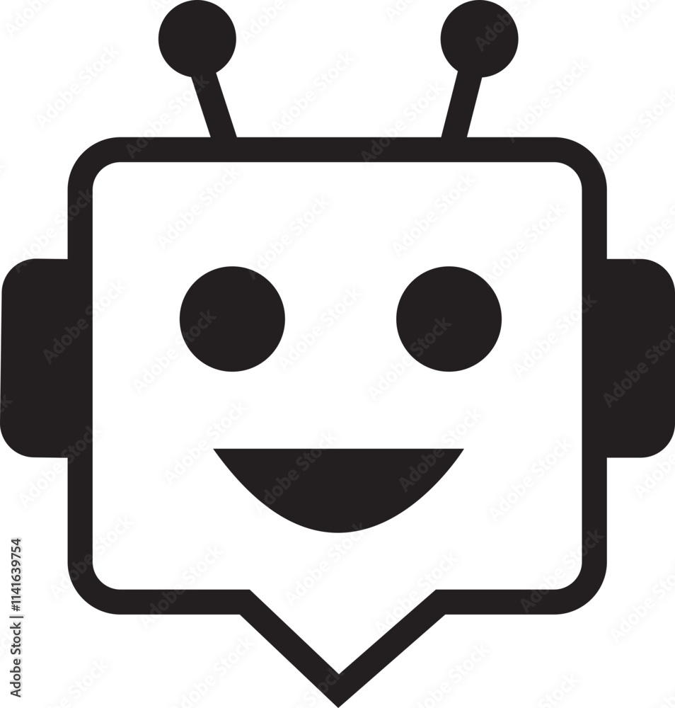 Aufkleber chatbot icon. robot assistant sign. assistant ai message service illustration. robot head in speech 