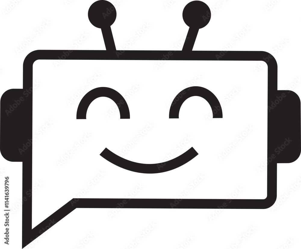 Aufkleber chatbot icon. robot assistant sign. assistant ai message service illustration. robot head in speech 