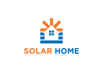 solar energy logo design with house. simple solar energy and house vector design template