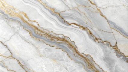 Detailed Marble Texture with Flowing Veins in White, Gray, and Gold Tones