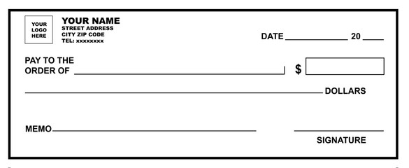 Blank Check template or cheque template, 300dpi